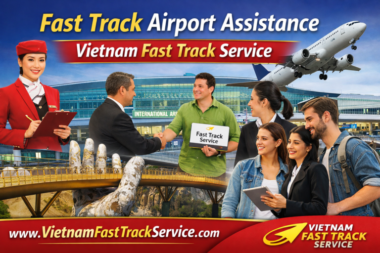 Fast track Ho Chi Minh airport assistance banner by Vietnam Fast Track Service with meet and greet staff and website www.vietnamfasttrackservice.com